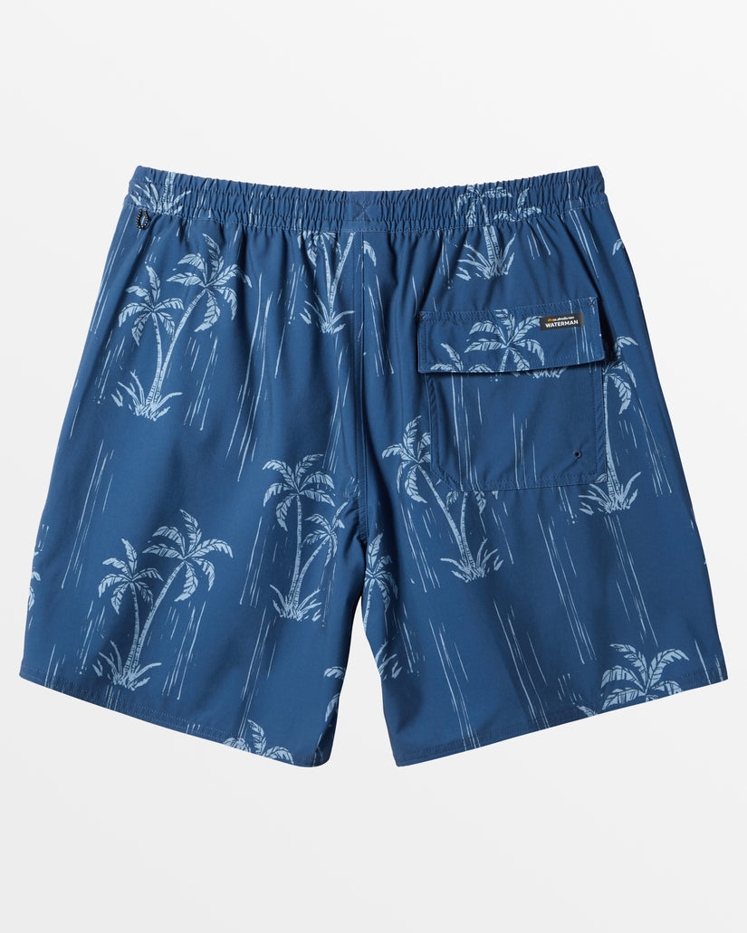 Waterman Shady Palms 18'' Elastic Waist Trunks - Shady Palm- Ensign Blue