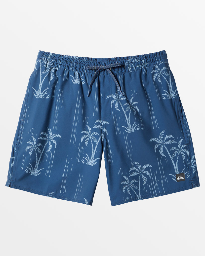 Waterman Shady Palms 18'' Elastic Waist Trunks - Shady Palm- Ensign Blue