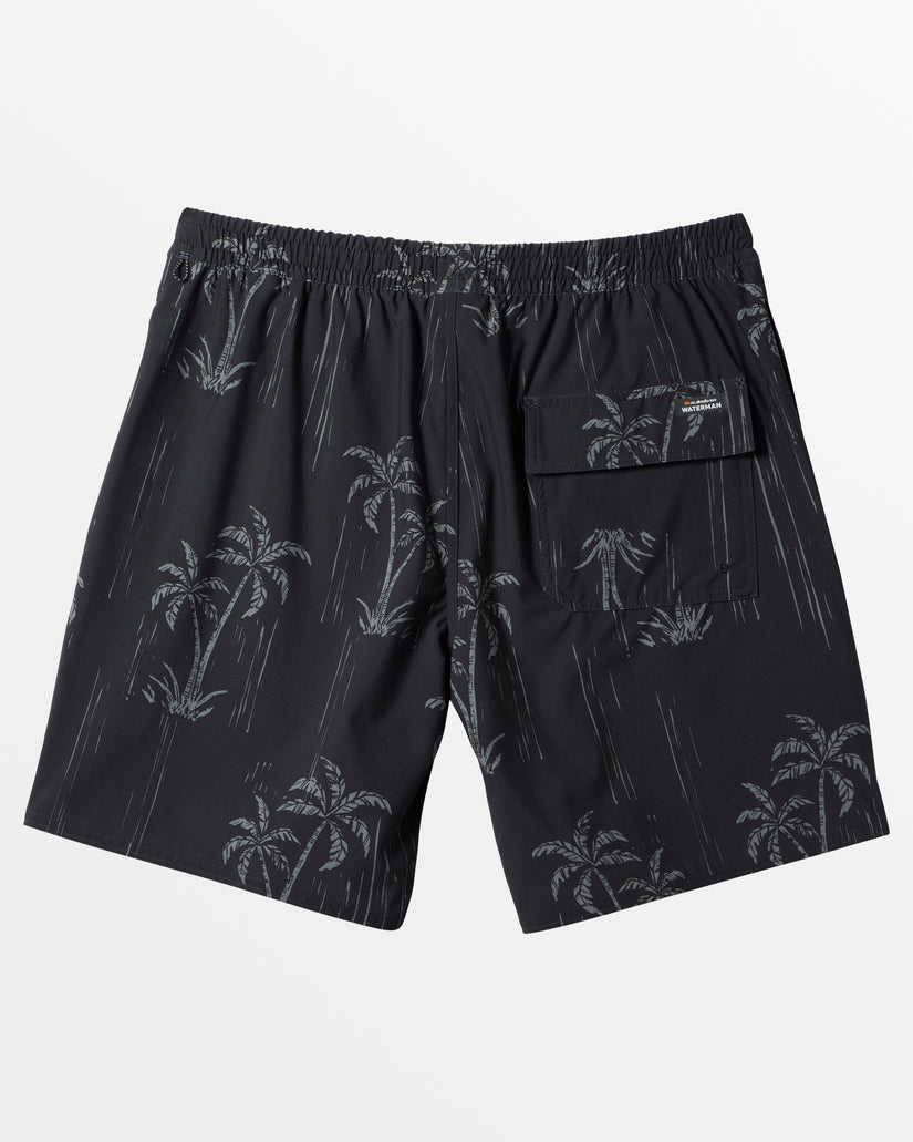 Waterman Shady Palms 18'' Elastic Waist Trunks - Shady Palm- Black