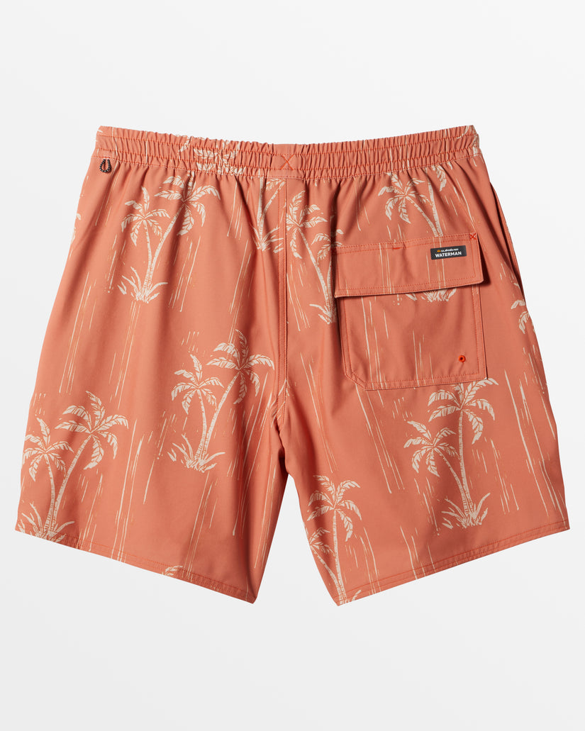 Waterman Shady Palms 18'' Elastic Waist Trunks - Shady Palm- Mango