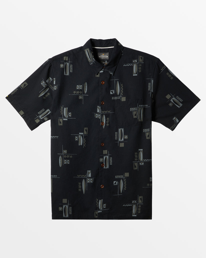 Waterman Boardroom Short Sleeve Shirt - Black Boardroom Woven