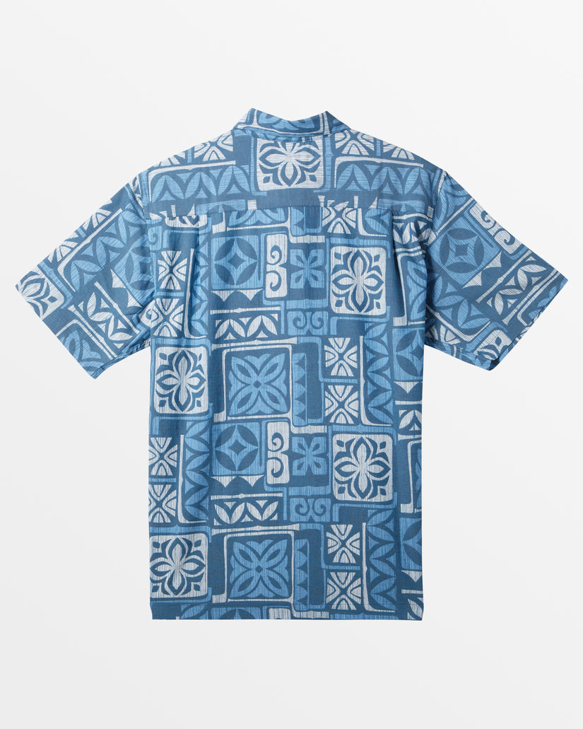 Waterman Tapa Time Short Sleeve Shirt - Blue Steel Tapa Time Woven