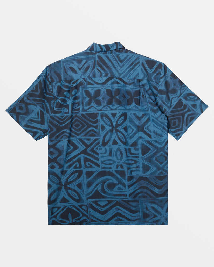 Waterman Batik Tapa Short Sleeve Shirt - Majolica Blue Batik Tapa