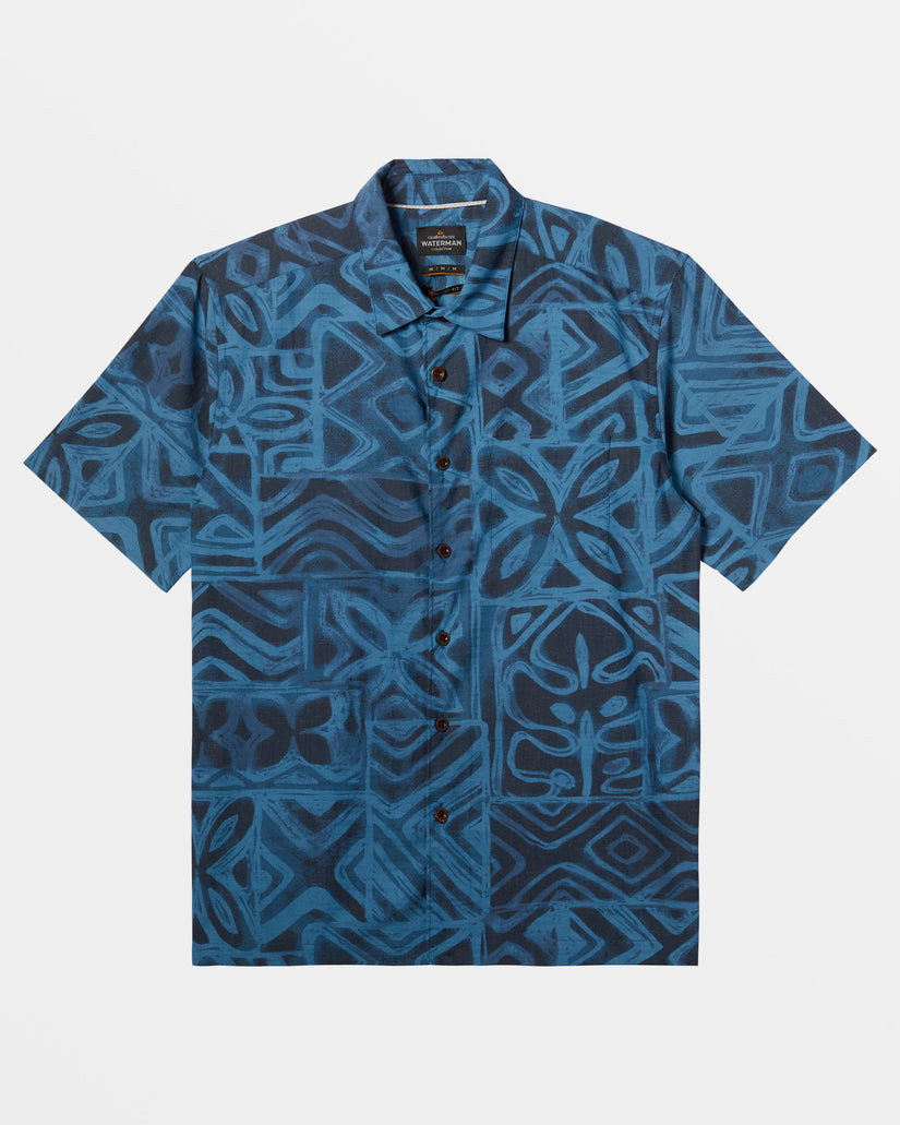 Waterman Batik Tapa Short Sleeve Shirt - Majolica Blue Batik Tapa