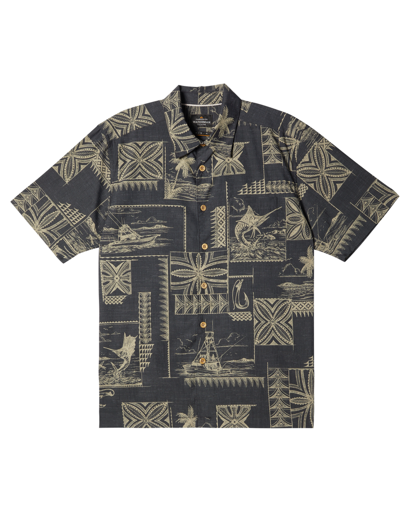 Waterman Bill Fish Short Sleeve Shirt - Black Bill Fish