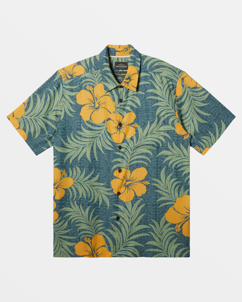 Waterman Full Bloom Short Sleeve Shirt - Indian Teal Full Bloom