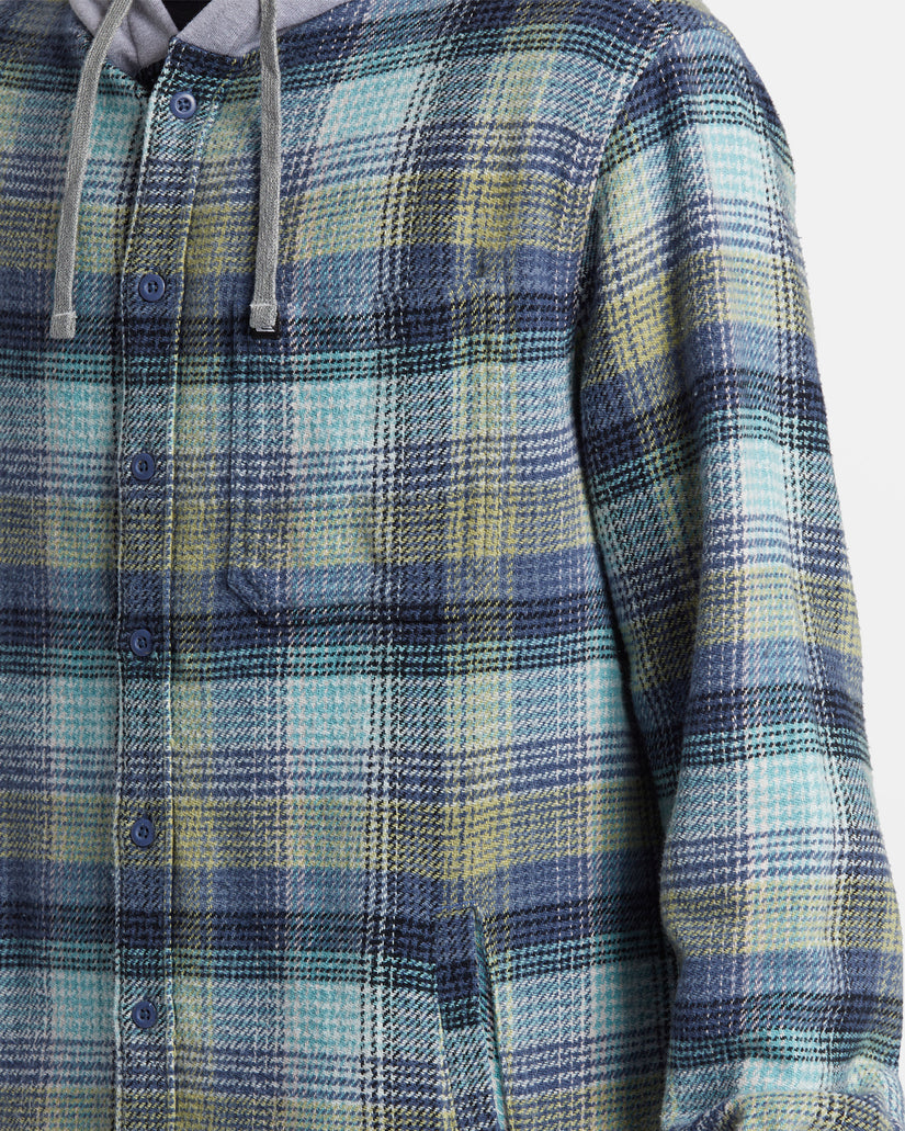 Sandbar Long Sleeve Flannel Shirt - Vintage Blue Sandbar Hooded Fl