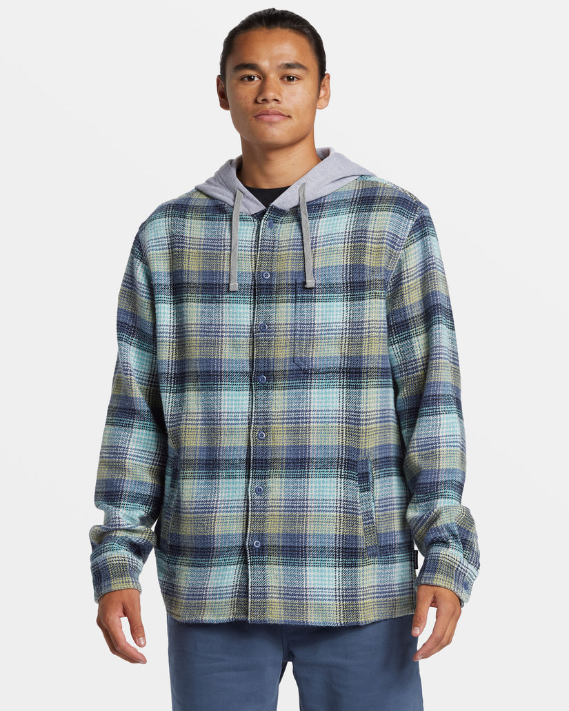 Sandbar Long Sleeve Flannel Shirt - Vintage Blue Sandbar Hooded Fl