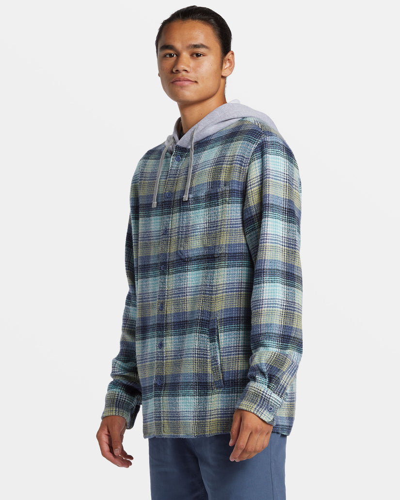 Sandbar Long Sleeve Flannel Shirt - Vintage Blue Sandbar Hooded Fl