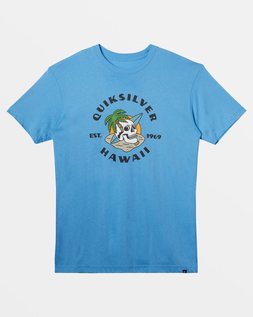 Hawaii Palm And Skull T-Shirt - Azure Blue