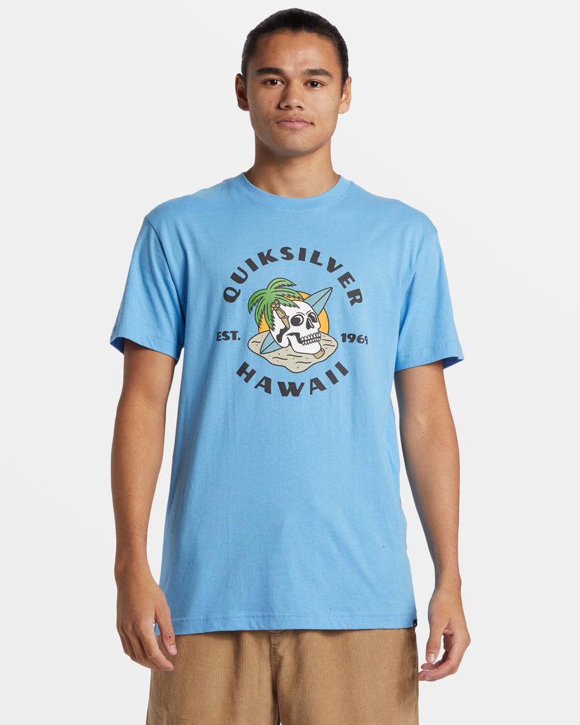 Hawaii Palm And Skull T-Shirt - Azure Blue