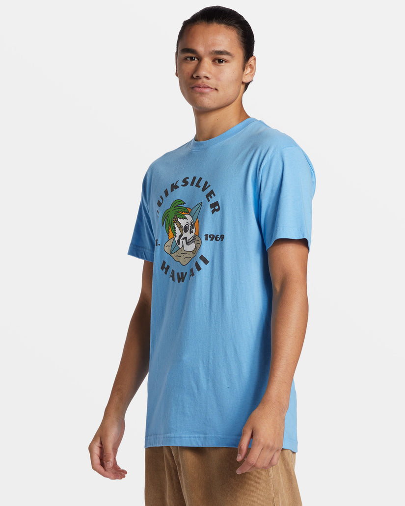 Hawaii Palm And Skull T-Shirt - Azure Blue