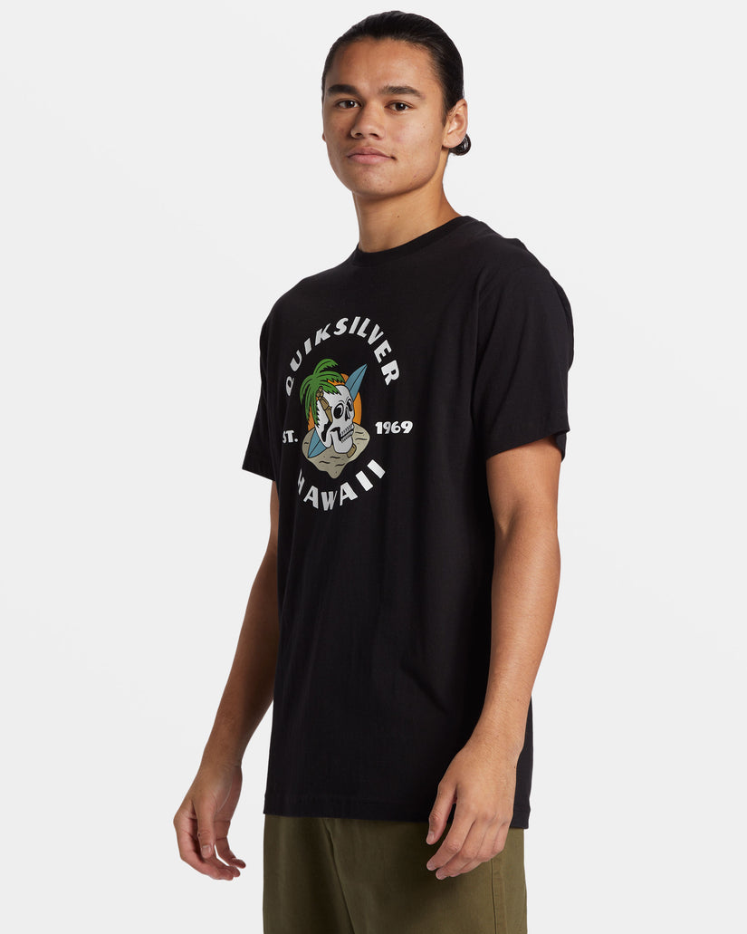 Hawaii Palm And Skull T-Shirt - Black