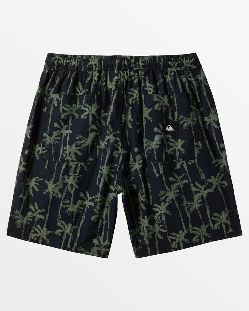 Taxer Print Elastic Waist Shorts - Laurel Wreath Painted Palms