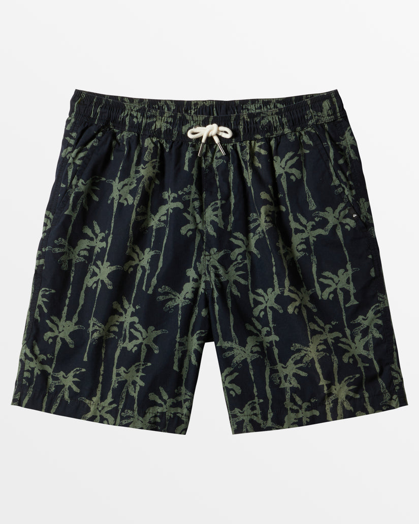 Taxer Print Elastic Waist Shorts - Laurel Wreath Painted Palms