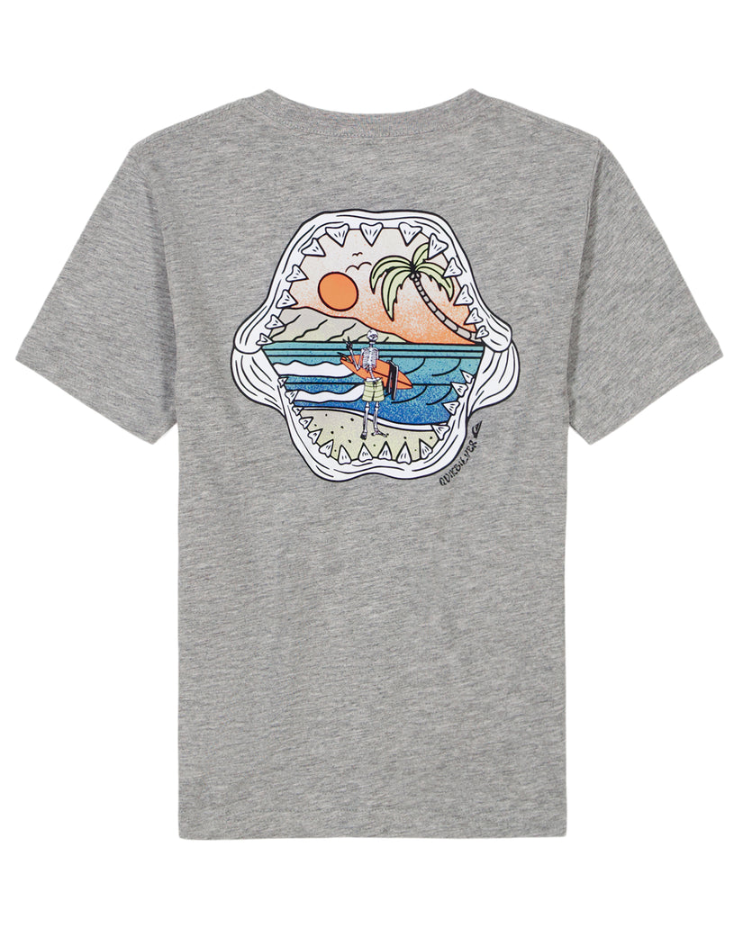 Little Boys Shark Mouth Short Sleeve Shirt - Grey Heather