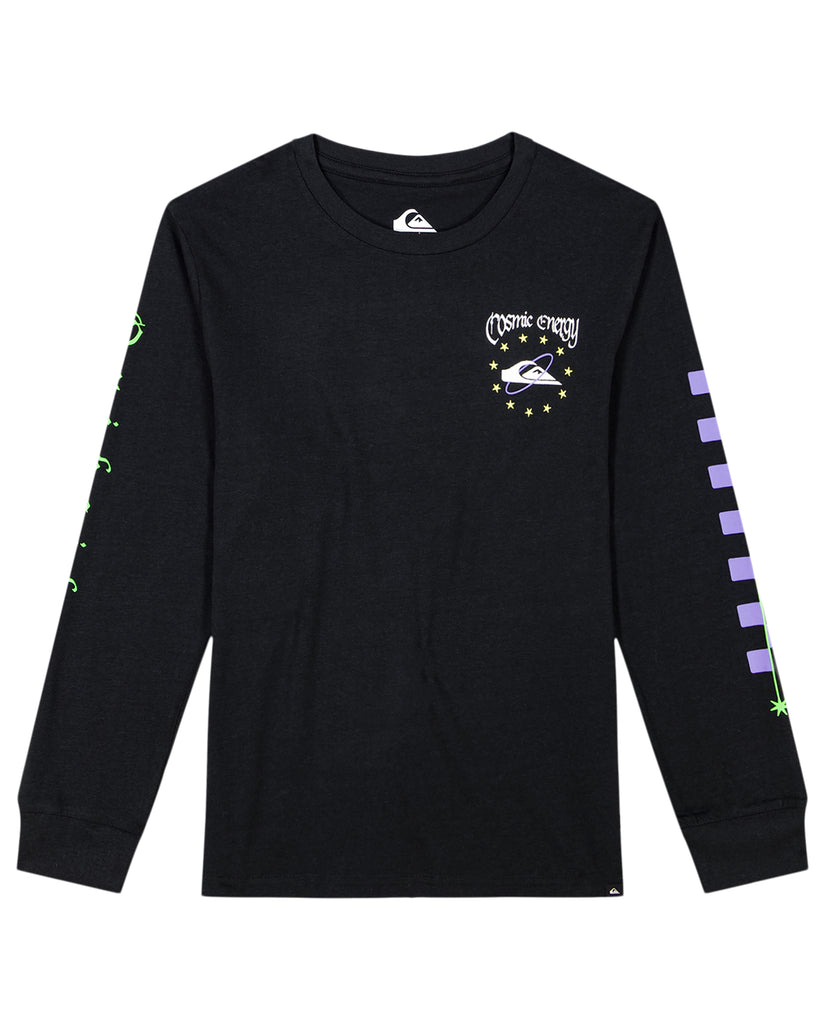 Boys 8-16 Qs Cosmic Long Sleeve T-Shirt - Black