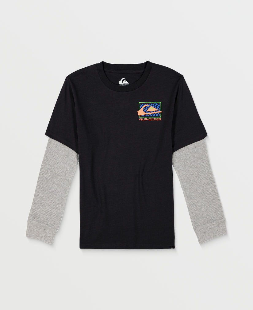 Little Boys Check Box Long Sleeve Shirt - Tarmac