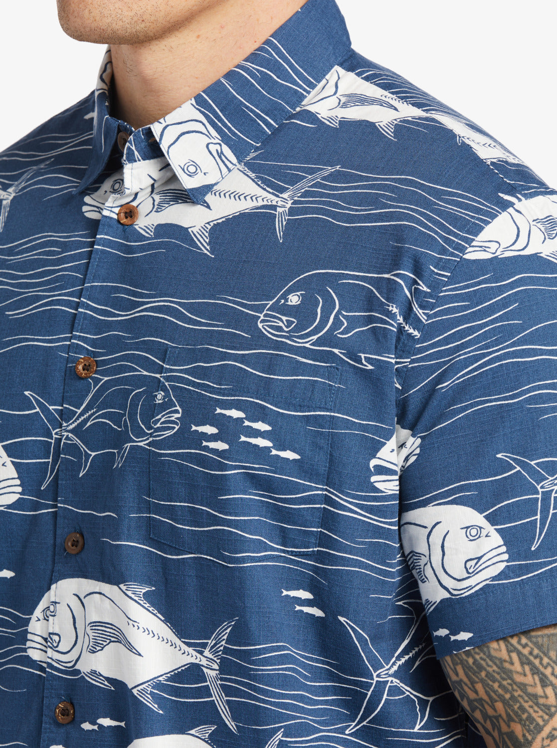 Waterman Dive Sites Woven Shirt - Ensign Blue Dive Sites