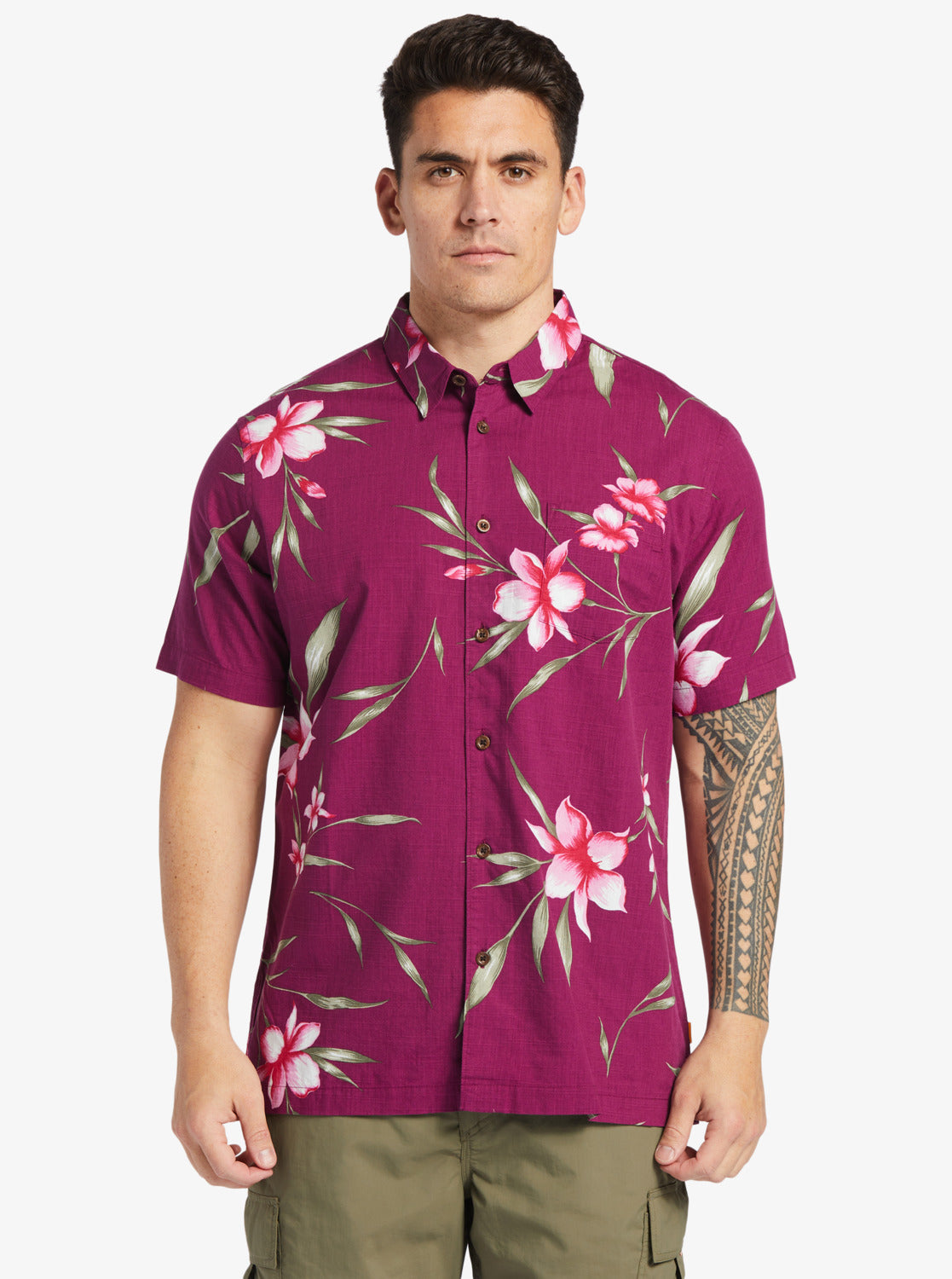 Waterman Night Bloomer Woven Shirt - Magenta Night Bloomer