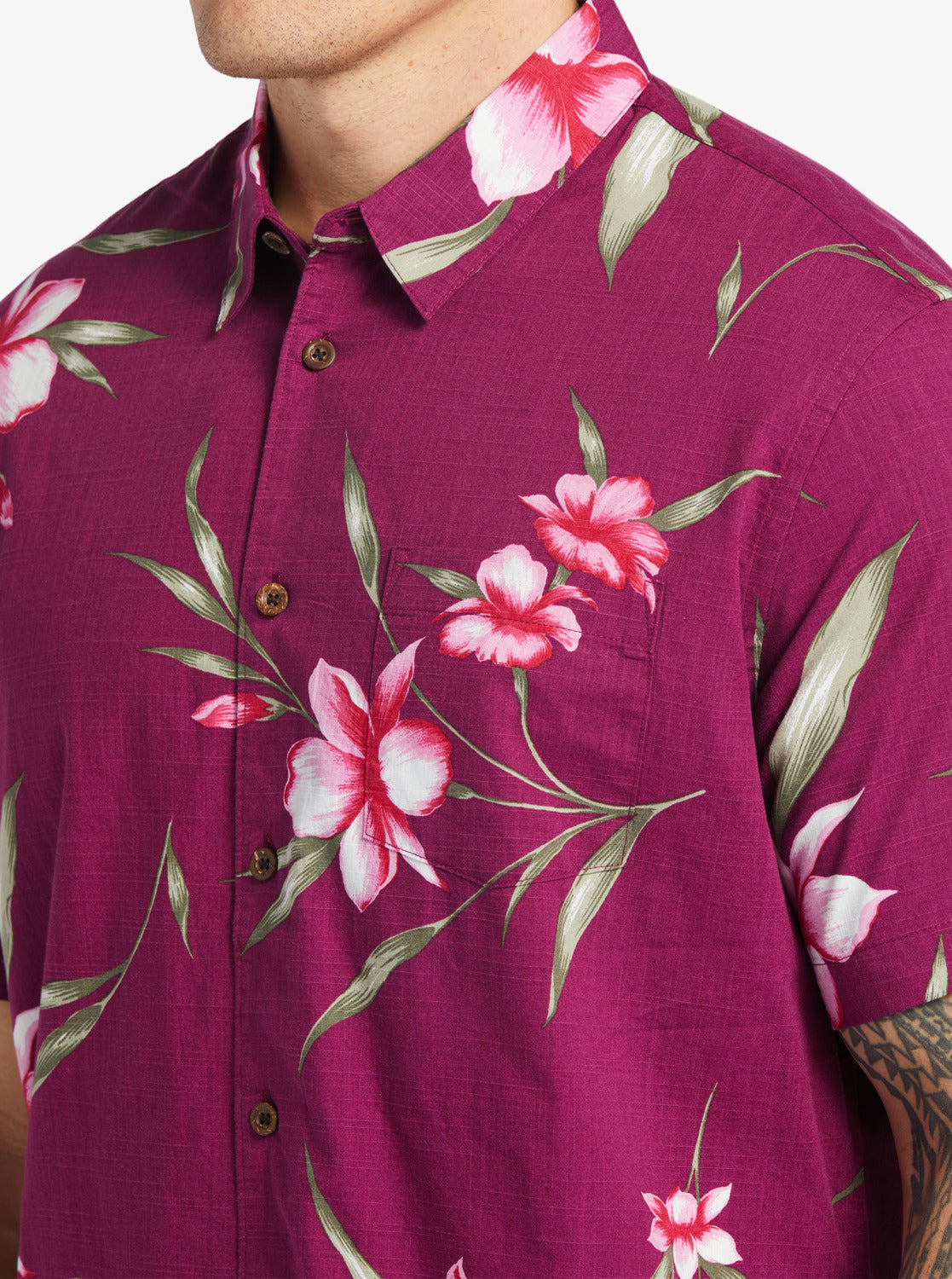 Waterman Night Bloomer Woven Shirt - Magenta Night Bloomer