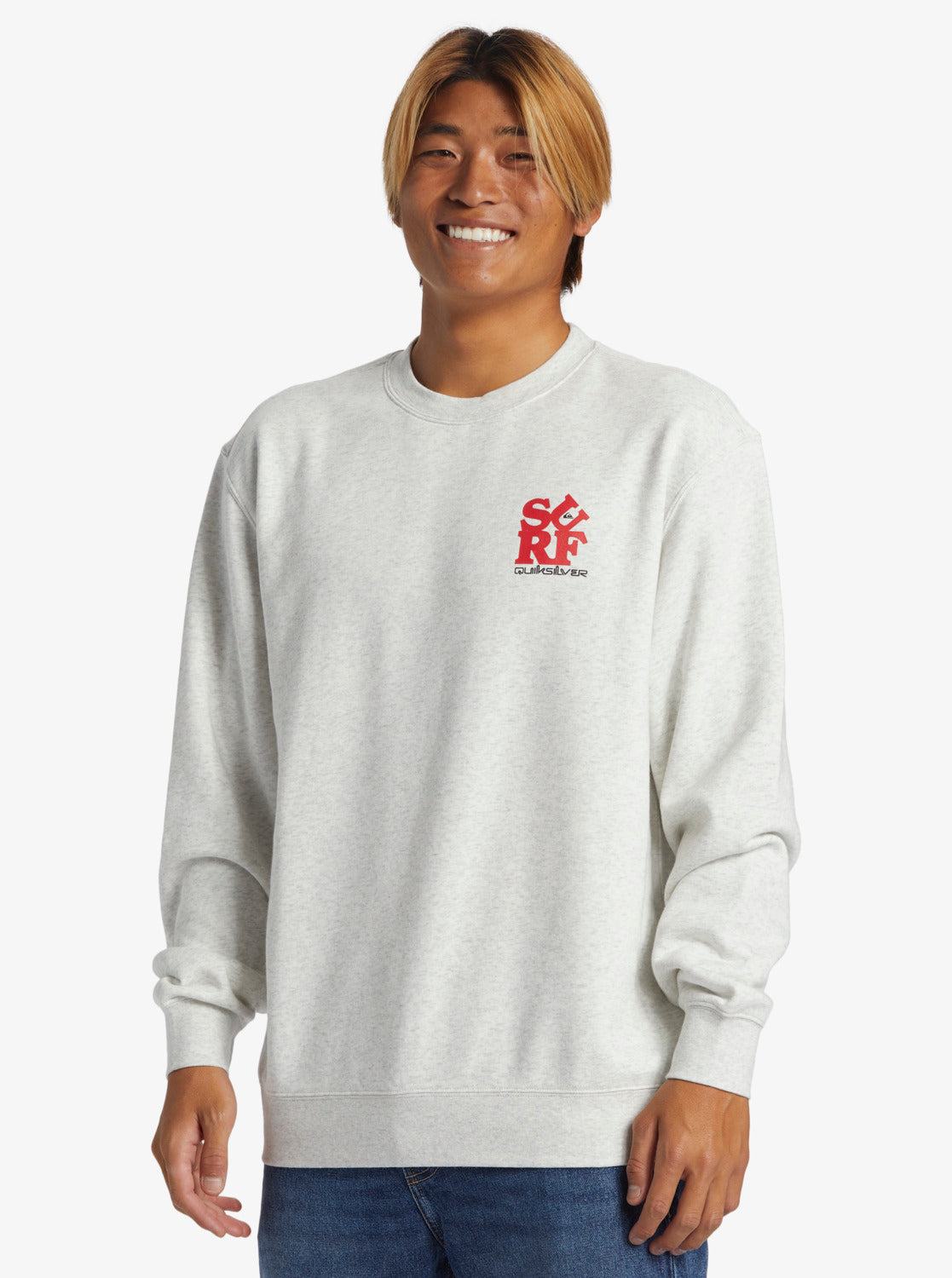 Graphic Mix Crew Neck Sweatshirt White Marble Heather