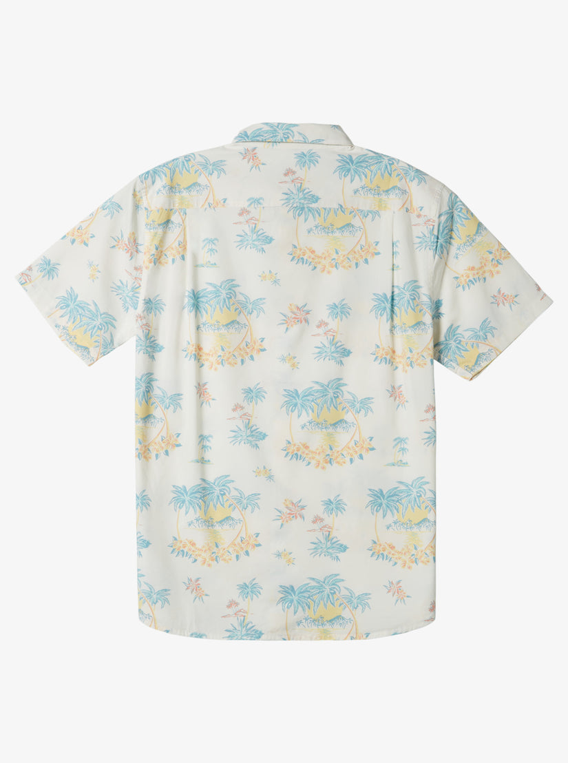 Palm Spritz Short Sleeve Woven Shirt - Snow White Palm Spritz