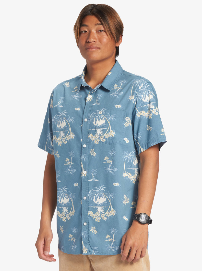 Palm Spritz Short Sleeve Woven Shirt - Agean Blue Palm Spritz – Quiksilver